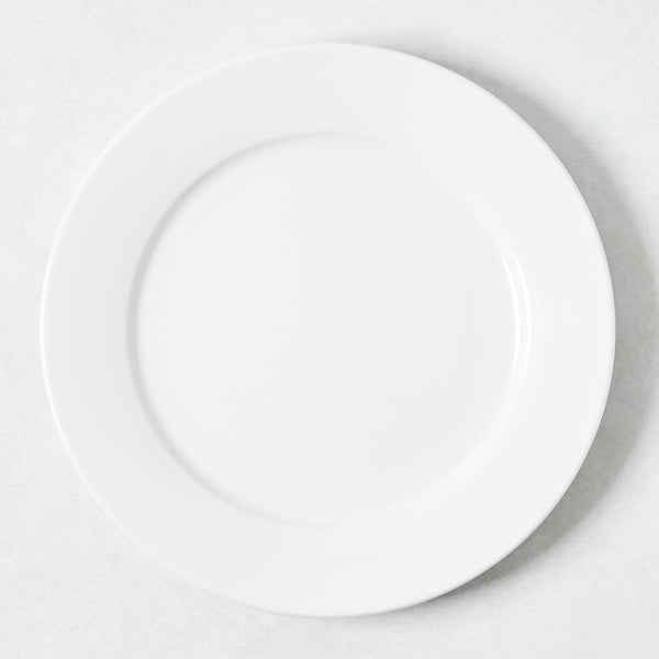 White porcelain dinner plate with a classic rim, 10.6" Dia.