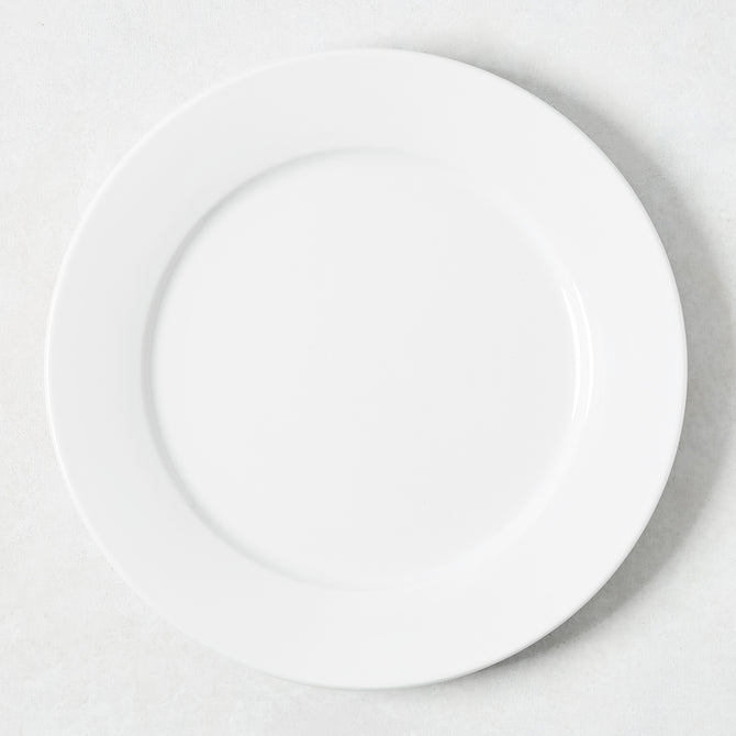 White porcelain dinner plate with a classic rim, 10.6" Dia.