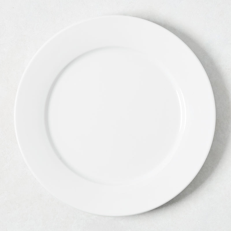 White porcelain dinner plate with a classic rim, 10.6" Dia.