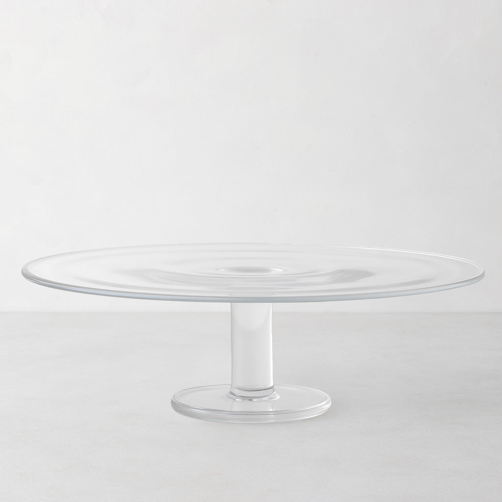 Extra Large Konstantin clear glass cake stand, 15.75" diameter, simple and timeless design.