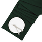 Fir HG hand-dyed dark green linen table runner, 18"x108", with white plate and silverware.