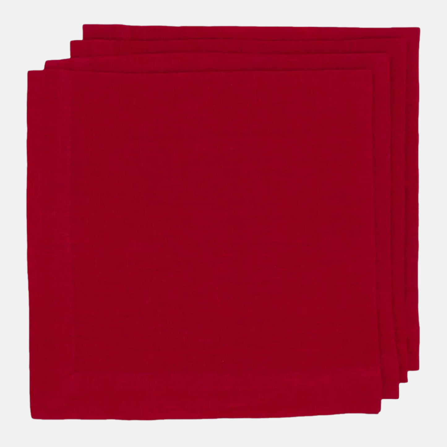 Flame HG Signature hand-dyed 22-inch square red linen napkin with mitered corners.