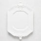 White octagon ceramic serving platter with Fleur de Lys detailing, 10.75"W x 15"L.