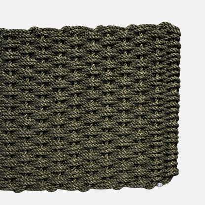 Hudson Grace forest green handwoven braided rope doormat with a durable all-weather texture