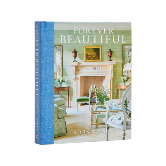 Hardcover "Forever Beautiful" book by Mark Sikes, featuring a living room with green walls on the cover.