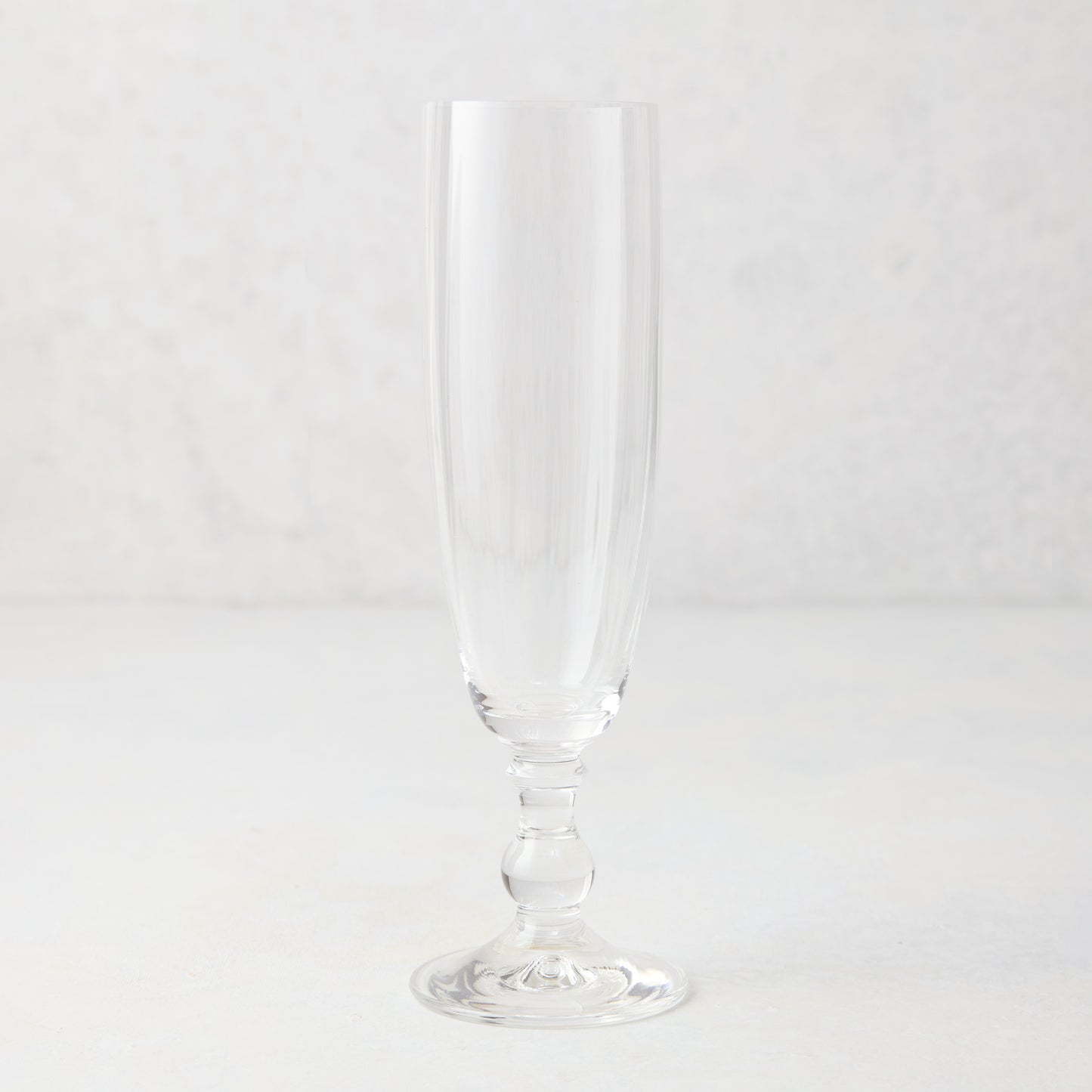 Clear Georgia Eco-Crystal Champagne Flute, 8oz, with ribbed glass and classic stemmed design.