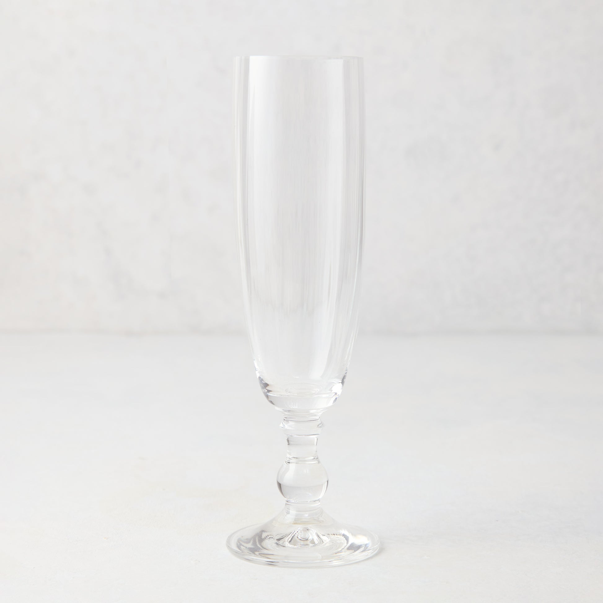 Clear Georgia Eco-Crystal Champagne Flute, 8oz, with ribbed glass and classic stemmed design.