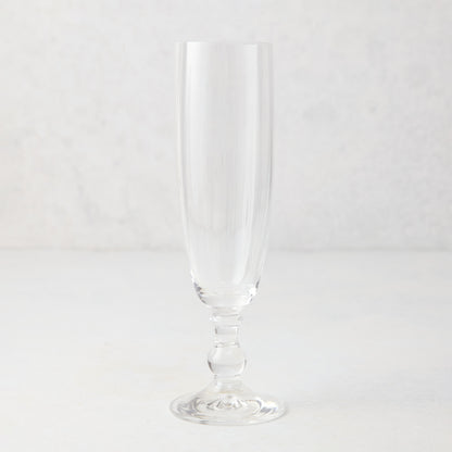 Clear Georgia Eco-Crystal Champagne Flute, 8oz, with ribbed glass and classic stemmed design.