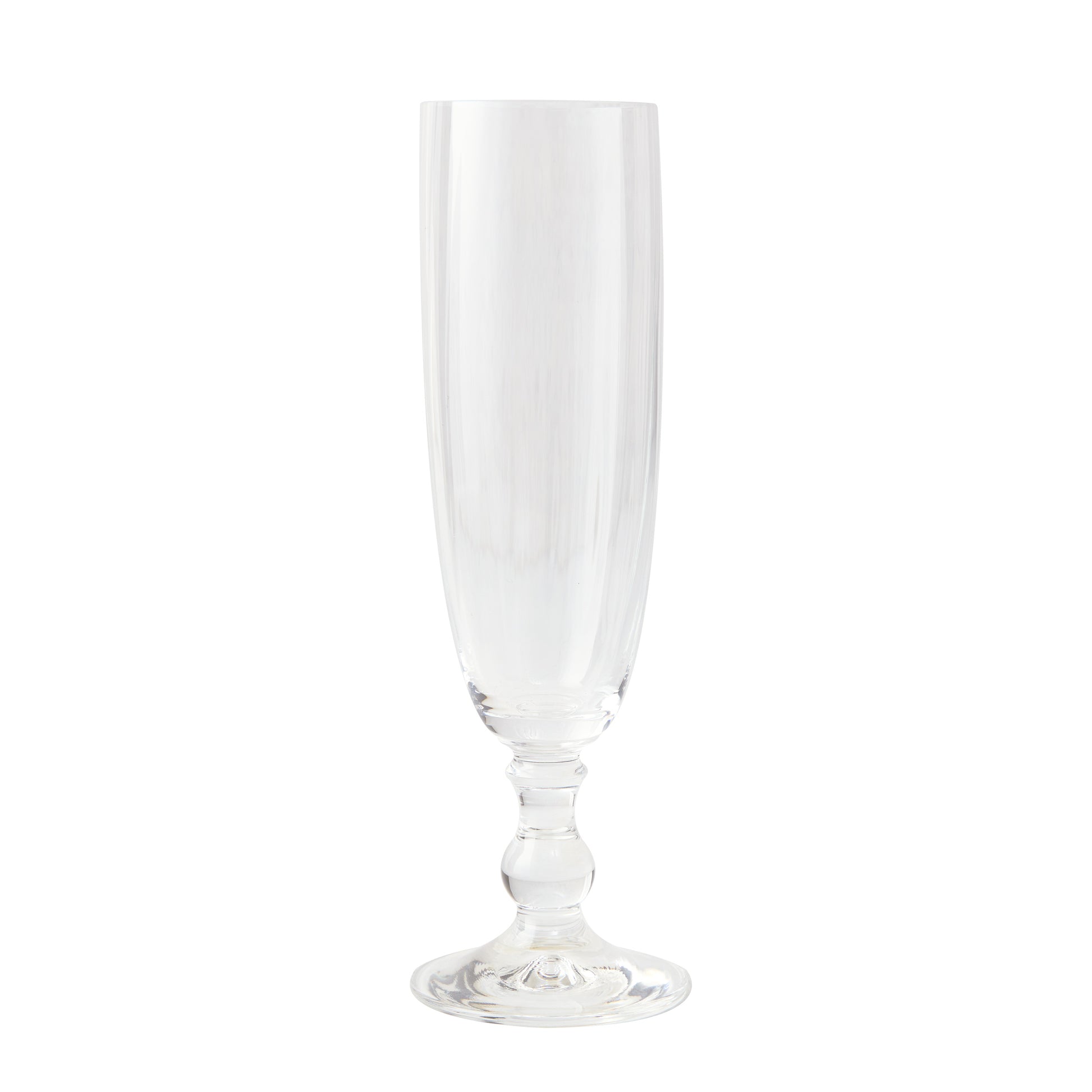 Clear Georgia Eco-Crystal 8oz champagne flute with ribbed glass and classic stem design.
