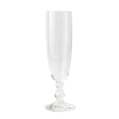 Clear Georgia Eco-Crystal 8oz champagne flute with ribbed glass and classic stem design.