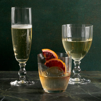 Georgia Eco-Crystal Double Old-Fashioned Glass, 9oz, with ribbed design and blood orange garnish.