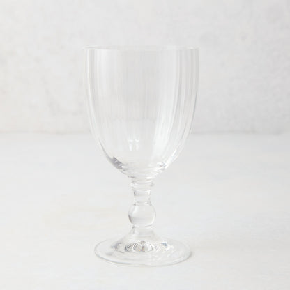 Clear Georgia Eco-Crystal stemmed wine glass, 12oz, with ribbed bowl and round stem detail.
