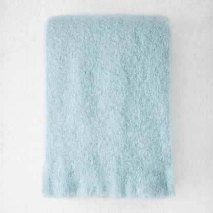 Glacier Blue Solid Mohair Throw Blanket