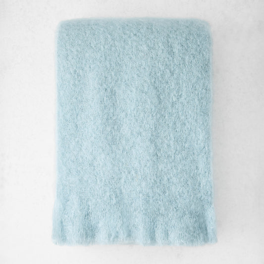 Glacier Blue Solid Mohair Throw Blanket