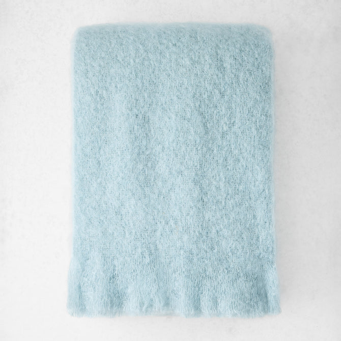 Glacier Blue Solid Mohair Throw Blanket