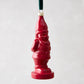 6"H Red Glass Gnome Christmas Tree Ornament with green ribbon.