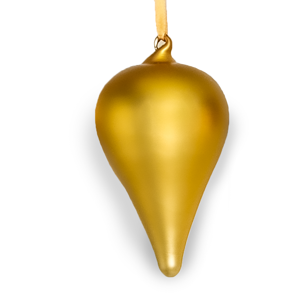 Gold Frosted Matte Teardrop Christmas Ornament