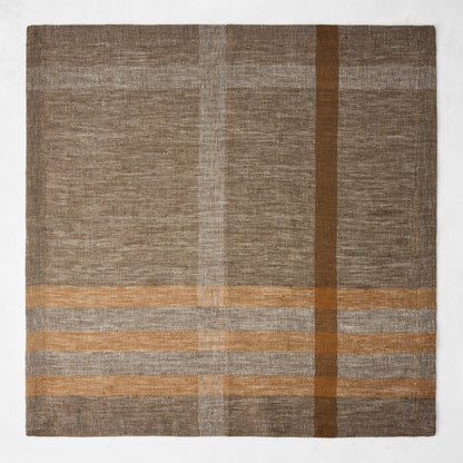 Graphite and Brown Marken Plaid Linen Napkin
