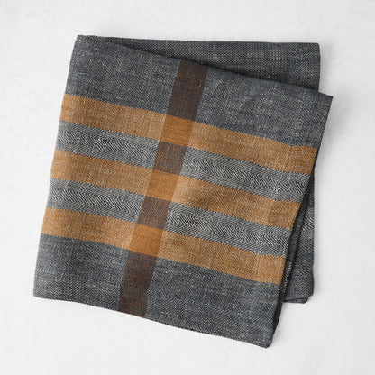 Graphite and Brown Marken Plaid Linen Napkin