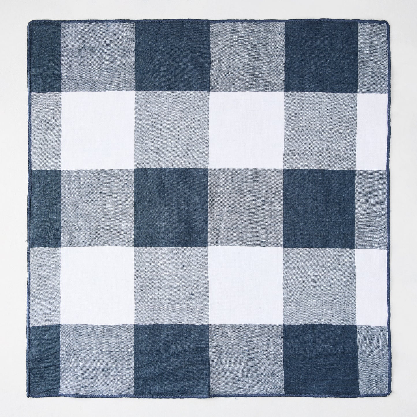 Graphite Blue Buffalo Check Napkin, 20" square, linen and cotton blend.