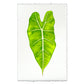 Green Philodendron Leaf on English Watercolor Wall Art Print, with deckled edges.