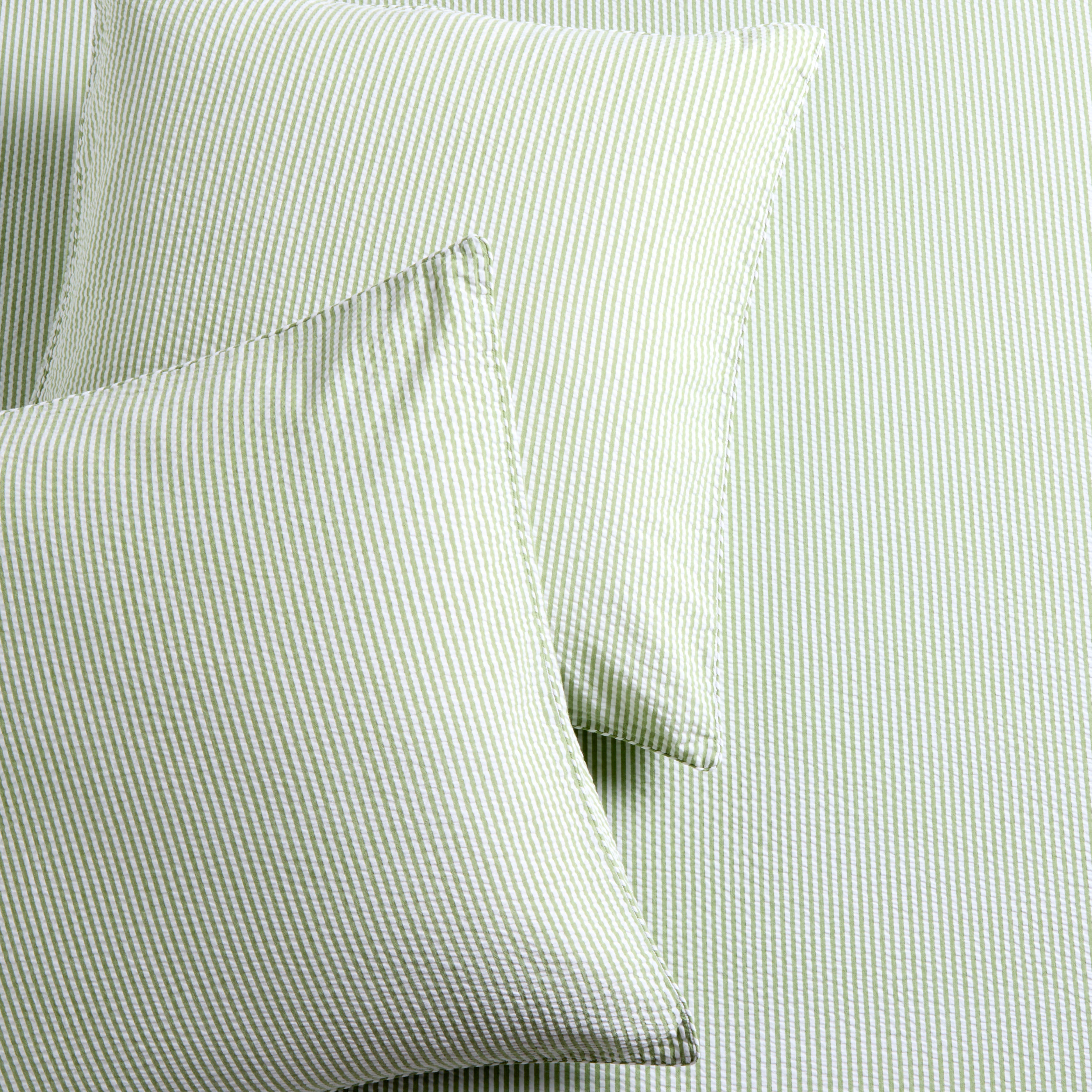 Green Seersucker Stripe Cotton Euro Shams, set of 2 - Hudson Grace