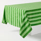 Green Tonal Hampton Stripe Cotton Tablecloth, 70"W x 108"L, with bold two-toned stripes.