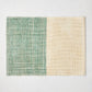 Green and beige woven abaca and jute rectangular half & half placemat, 19"x14".