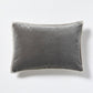 Grey linen and velvet reversible lumbar pillow, 20"L x 14"H.