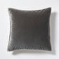 Grey linen and velvet 22" square reversible pillow with a subtle textured edge.