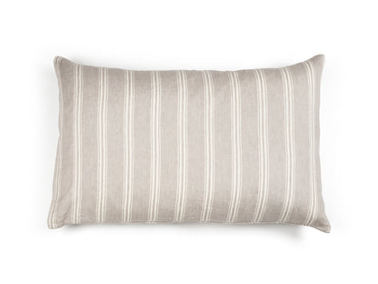 Guest House Stripe Linen Pillow Sham, oyster and light grey vertical stripes, Belgian flax linen.