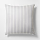 Guest House Stripe Linen Pillow Sham with oyster and light grey vertical stripes.