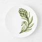 7.8-inch white ceramic salad plate with a hand-painted green artichoke design, made in Italy.