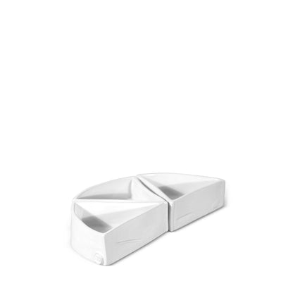 Two Montes Doggett handmade creamy white ceramic appetizer bowls, organic-shaped, 5"L x 5"W.