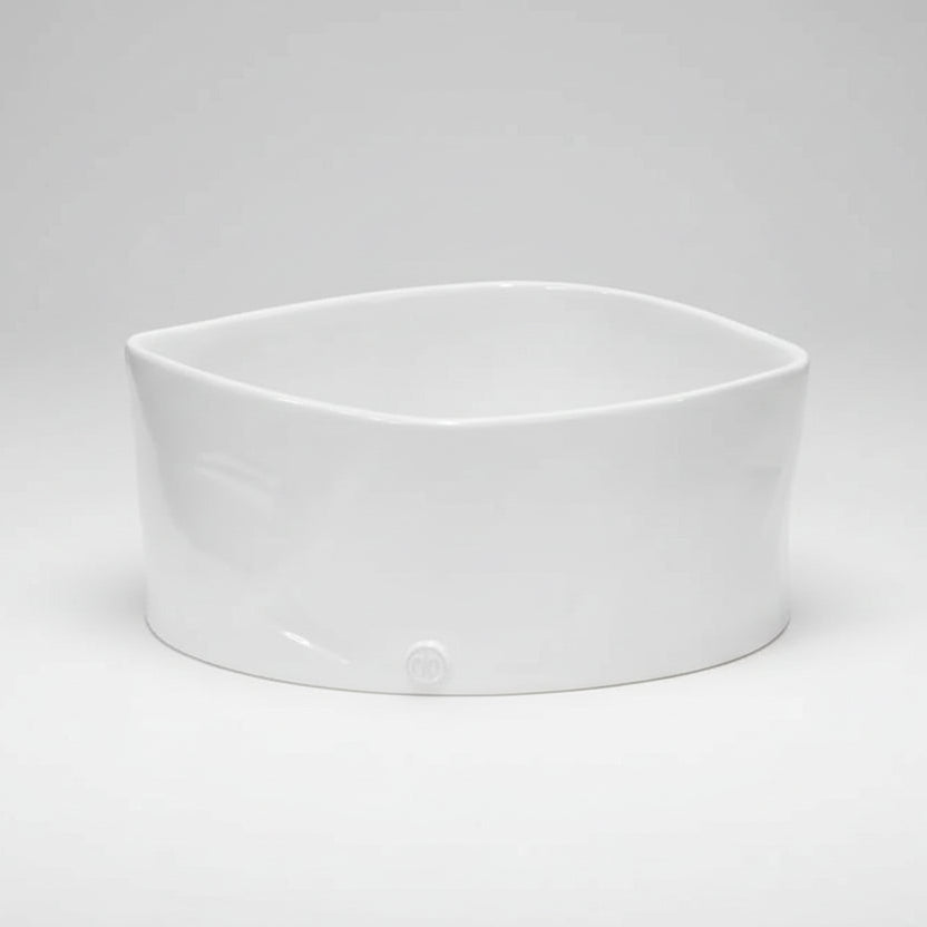 Large Montes Doggett handmade ceramic bowl 4718-L, creamy white glaze, square shape with rounded corners.
