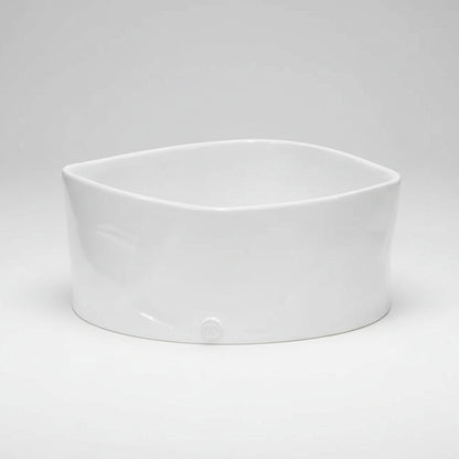Large Montes Doggett handmade ceramic bowl 4718-L, creamy white glaze, square shape with rounded corners.