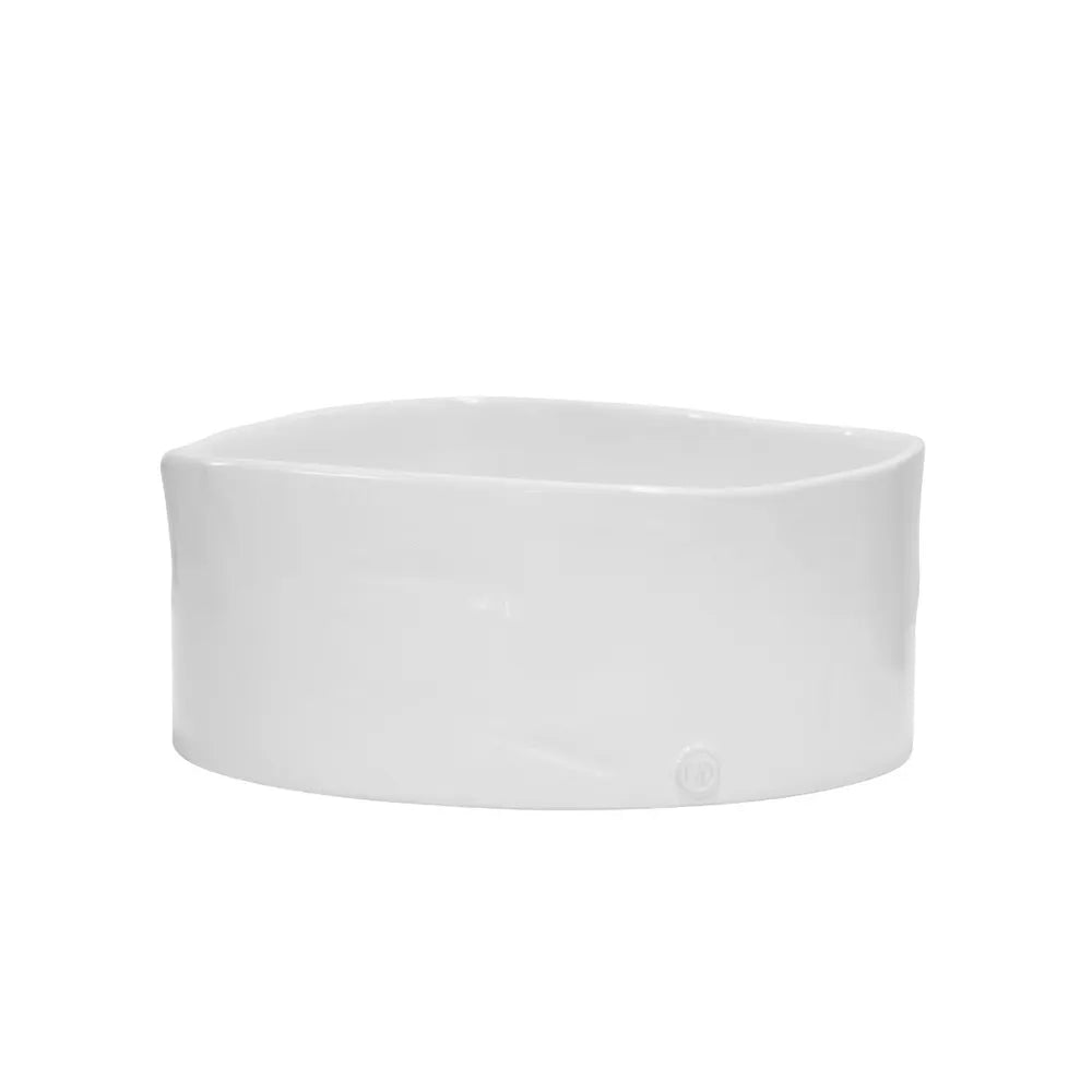 Large Montes Doggett handmade ceramic bowl 4718-L, creamy white glaze, organic shape.
