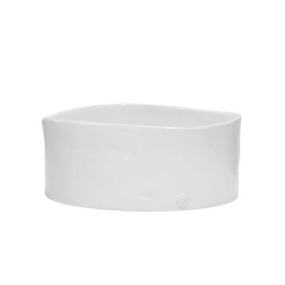 Large Montes Doggett handmade ceramic bowl 4718-L, creamy white glaze, organic shape.
