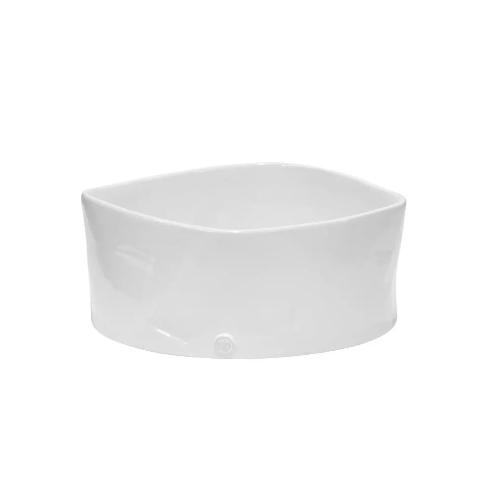 Montes Doggett large handmade ceramic bowl 4718-L, creamy white glaze, 8"L x 6"W x 7"H.