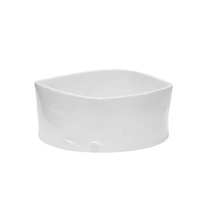 Montes Doggett large handmade ceramic bowl 4718-L, creamy white glaze, 8"L x 6"W x 7"H.