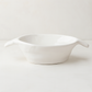 Handmade Montes Doggett ceramic bowl, creamy white glaze, 8.5"Dia x 2.75"H, with small handles.