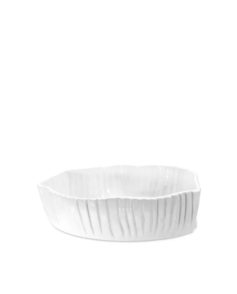 Montes Doggett Handmade Ceramic Bowl 5396-L, white, organic shape, textured sides.