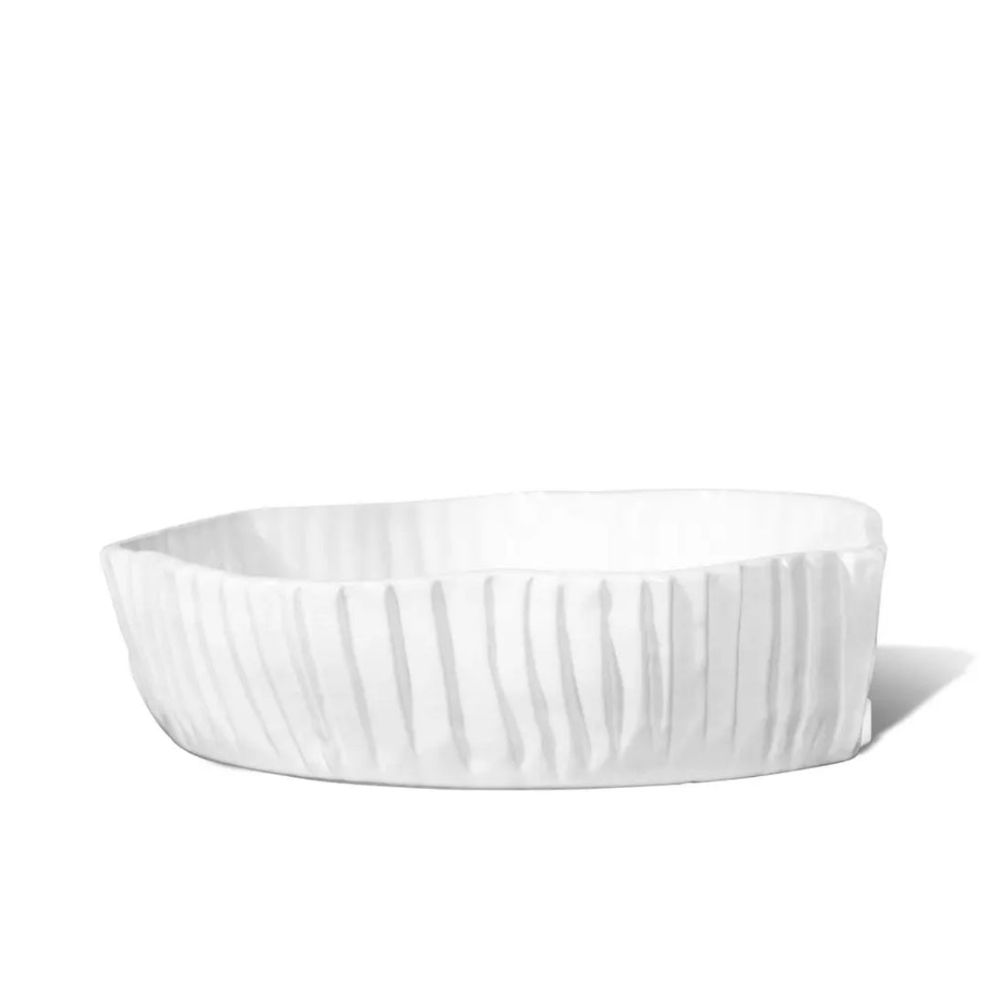 White Montes Doggett ceramic bowl, 5396-L, with organic, textured sides.