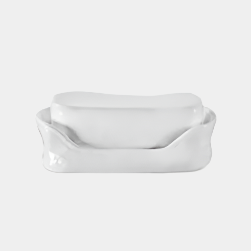 Handmade creamy white ceramic butter dish by Montes Doggett, 10.75"Dia. x 7.5" H.