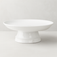 Handmade creamy white ceramic catchall pedestal bowl, 12.5"D, by Montes Doggett.