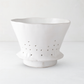 Handmade creamy white ceramic colander by Montes Doggett, 9.5"Dia x 7.5"H, with drainage holes.