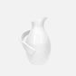 montes doggett 4652 handmade white ceramic pitcher with a smooth glaze and unique side handle design.