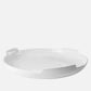 Hudson Grace handmade white ceramic platter with a creamy glaze and integrated side handles.