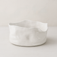Handmade white ceramic serve bowl by Montes Doggett, organic shape, 12"L x 11"W x 7"H.