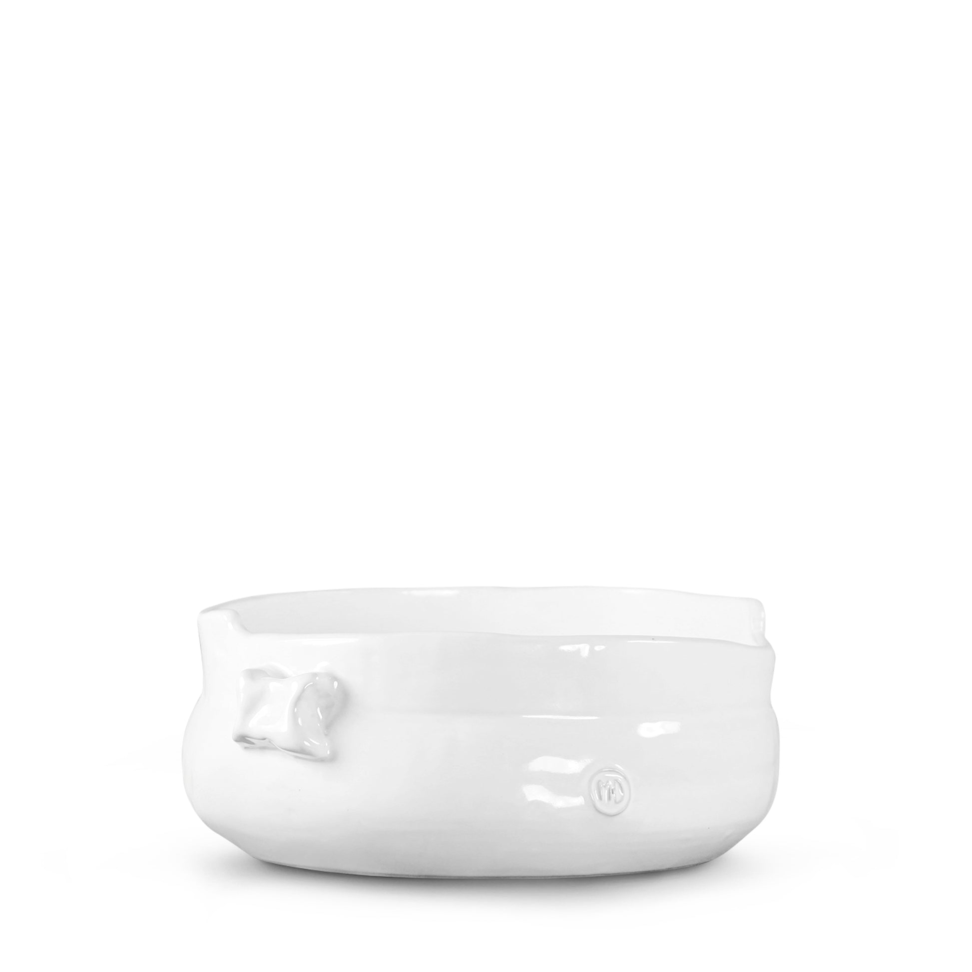 Handmade creamy white ceramic serve bowl 8.5"Dia x 3.5"H with organic shape and subtle texture.